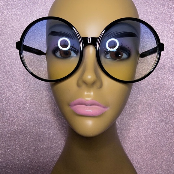 Accessories - Black/Blue Oversized Retro Round Sunglasses